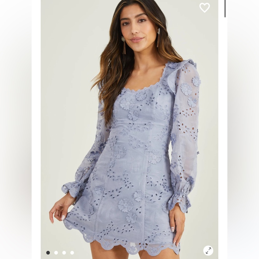 Altar’d State Ruffle Eyelet Dress in Dusty Blue
